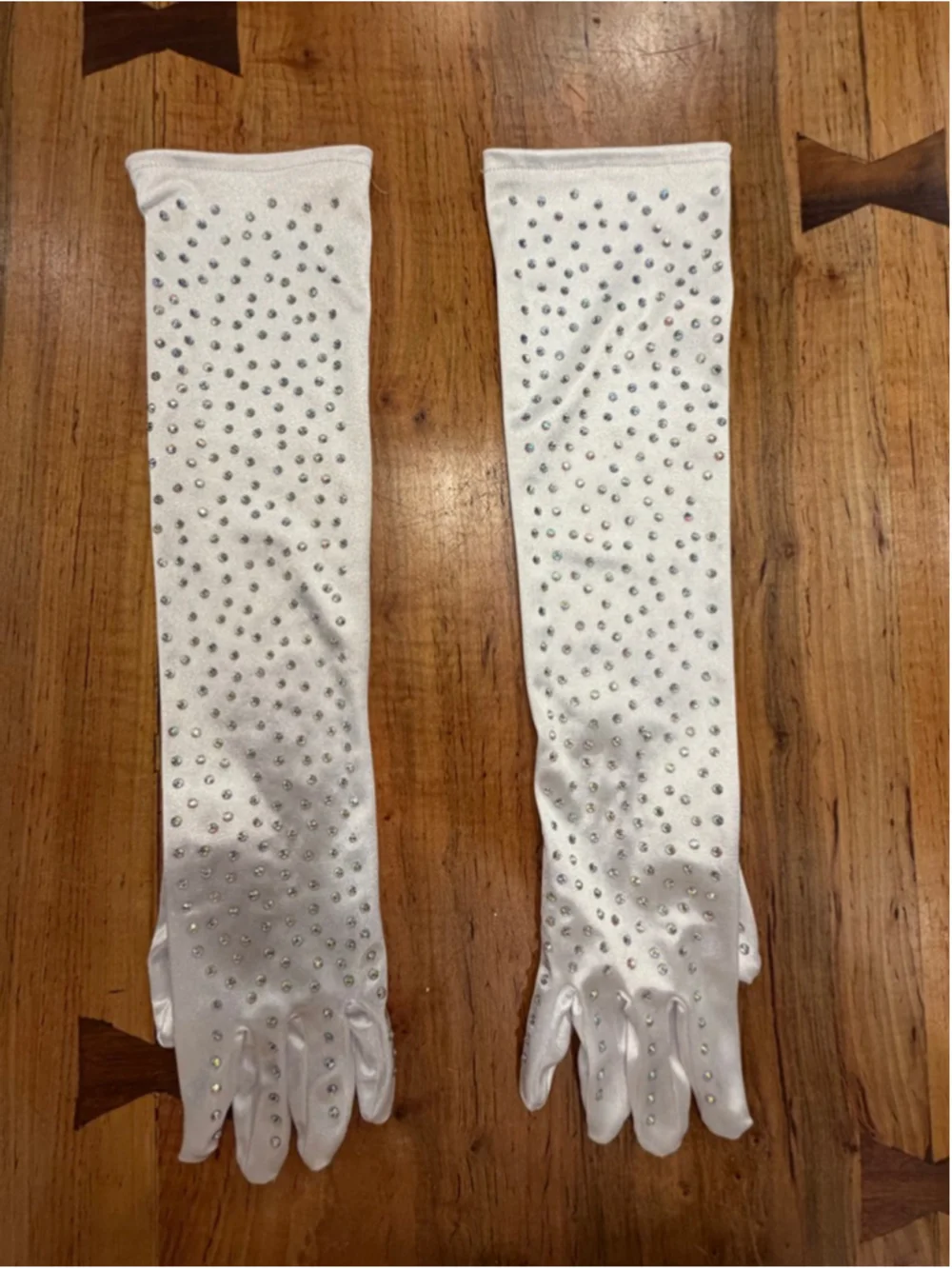 Glam Rhinestone Opera Gloves White Satin Long Formal Wedding Prom Y2K 18